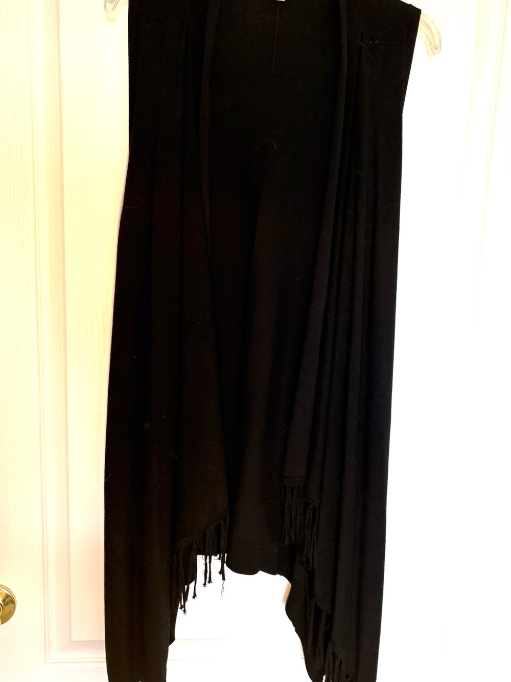 Black Fringe Vest with Open-Front Wrap